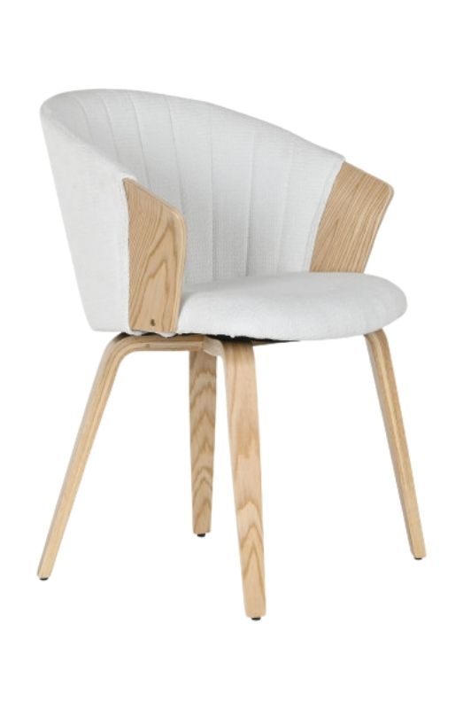 Silla con Reposabrazos de Madera y Asiento Tapizado