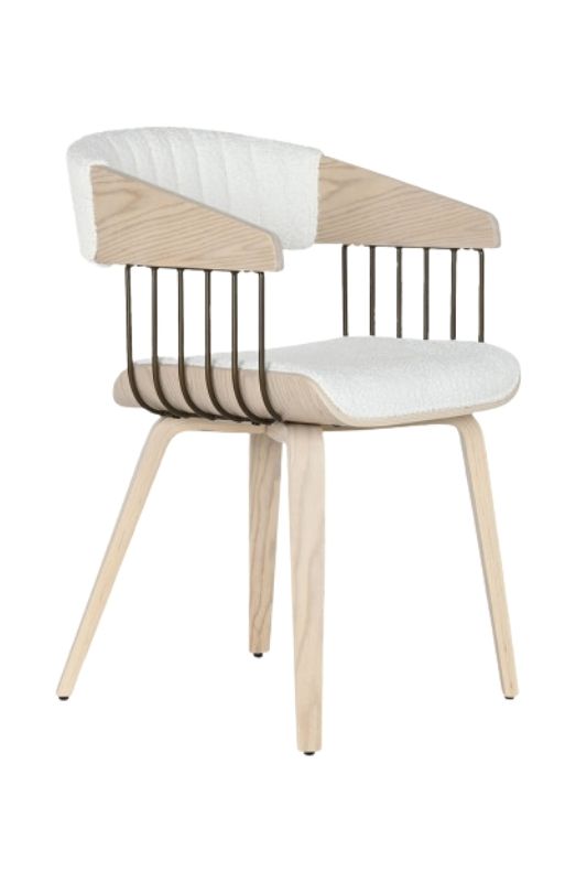 Silla con Reposabrazos de Madera y Asiento Tapizado